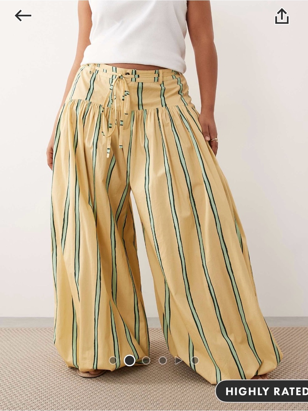 ARRANGE Curve balloon pants with tie waist in yellow stripe